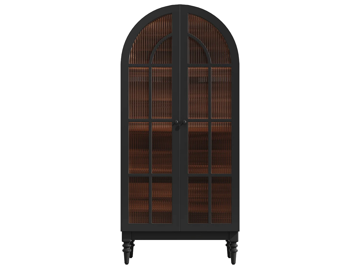 Vitrina curva de 165 cm con 2 puertas de cristal - Marrón y negro