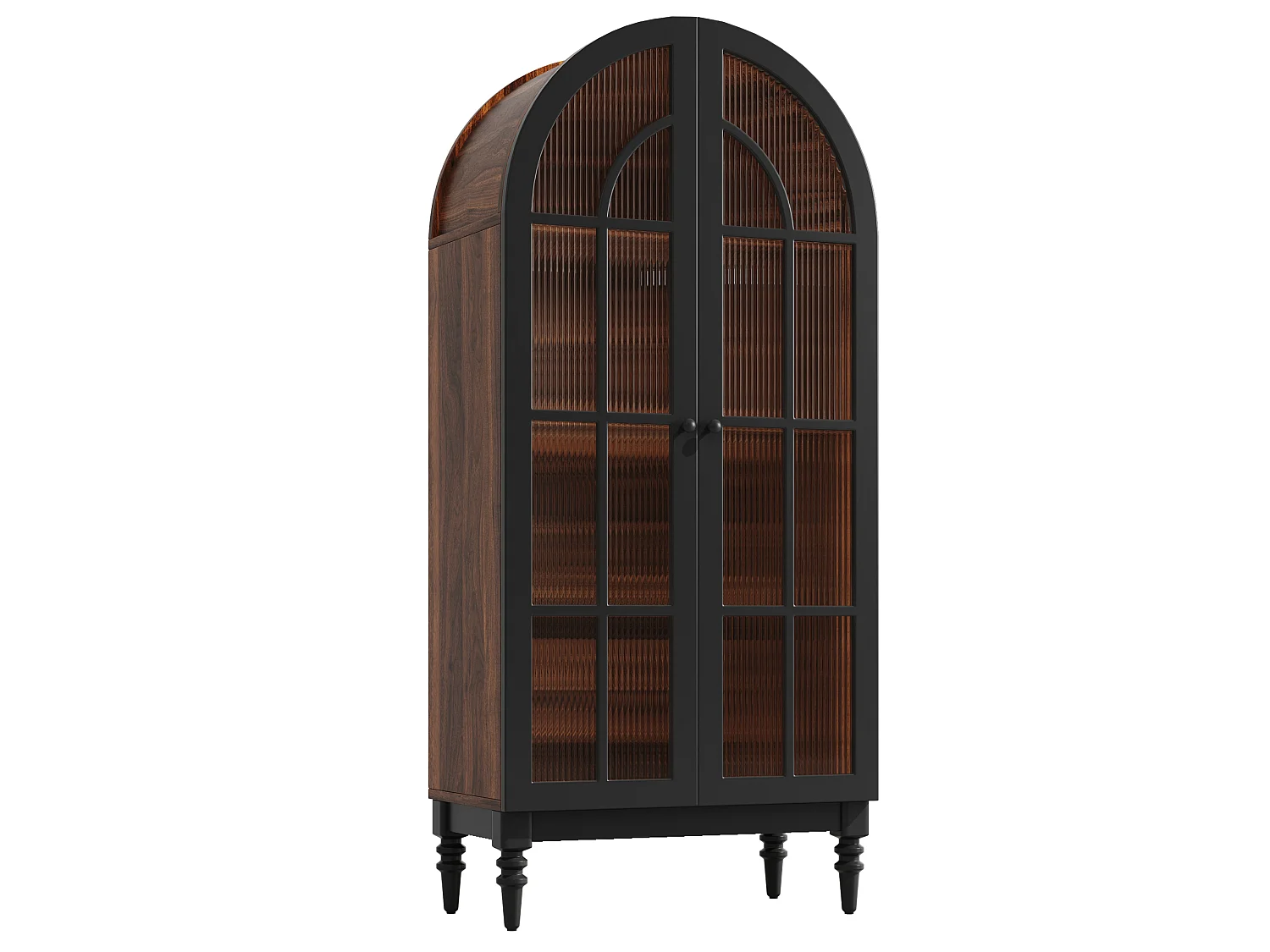 Vitrina curva de 165 cm con 2 puertas de cristal - Marrón y negro