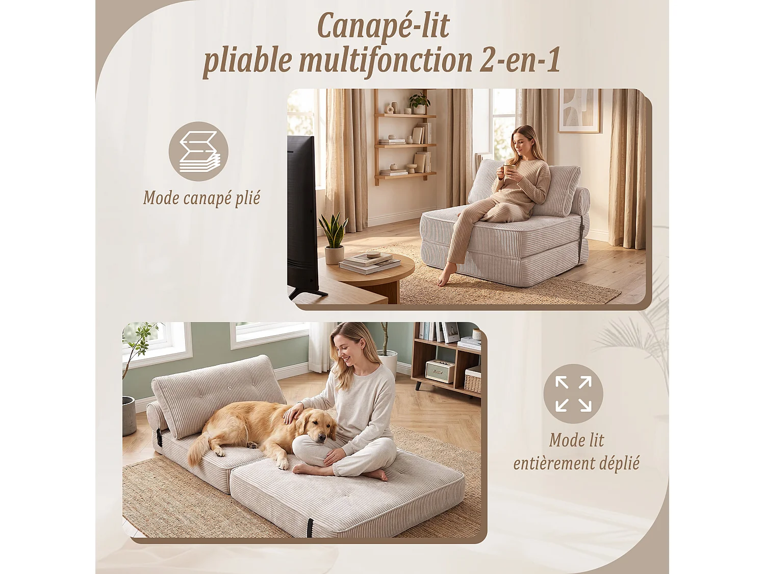 HomeMiYN Fauteuil relax cocooning avec ressorts ensachés, fauteuil confortable en tissu côtelé, chaise lounge compacte pour salon