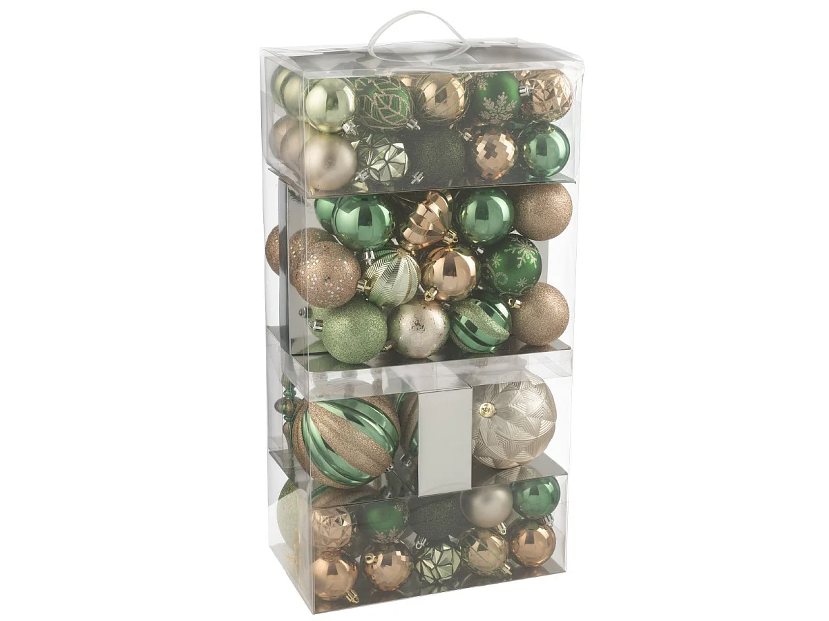 Lot de 80 Boules de Noël "Night" 58cm Vert & Écru