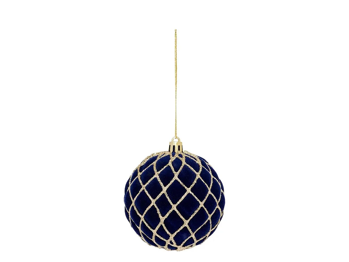 Lot de 9 Boules de Noël "Pailletées" 8cm Bleu