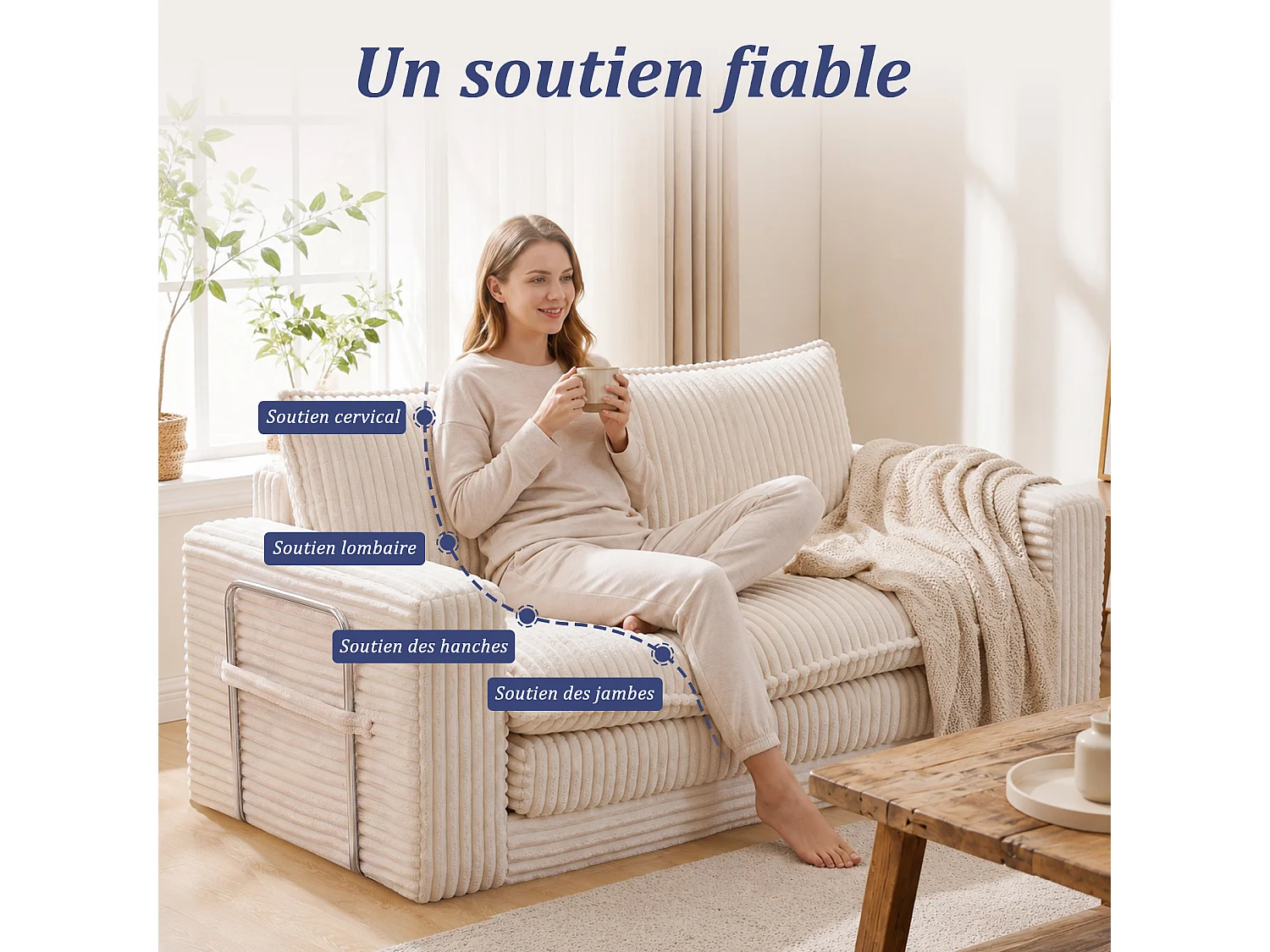 HomeMiYN Canapé convertible 2 places, canapé lit avec mousse haute densité, canapé confortable sans montage