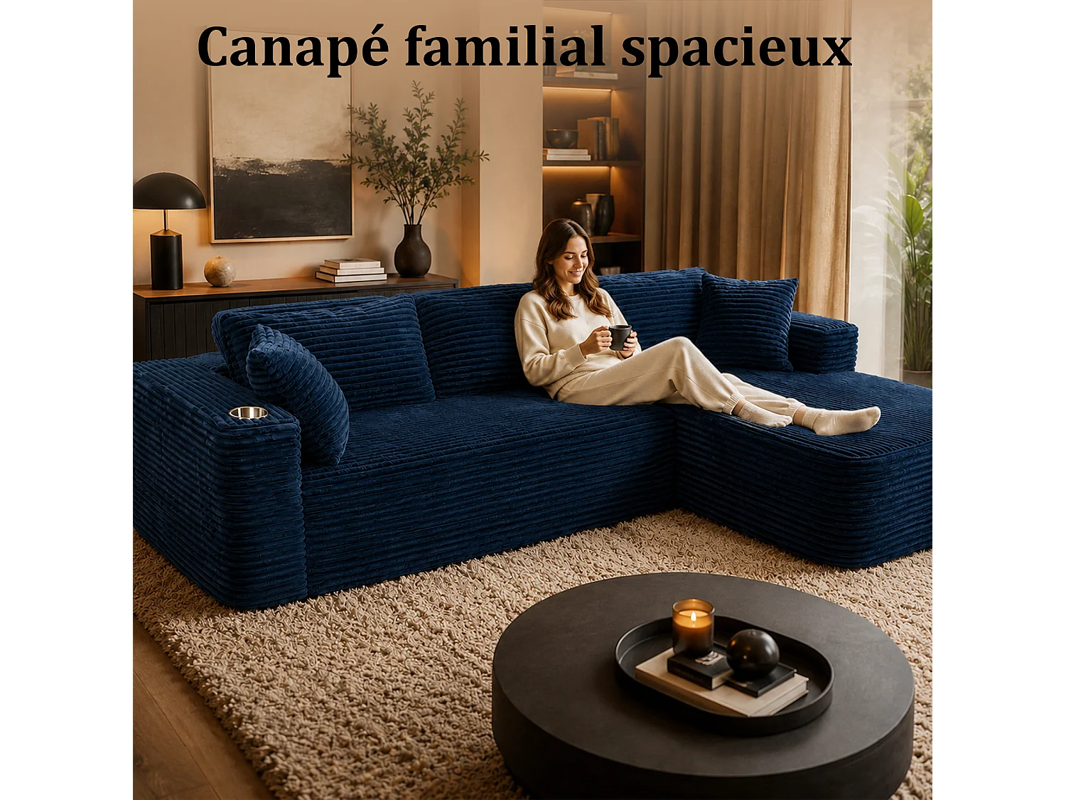 HomeMiYN Ecksofa, modulares Lounge-Sofa aus Cordstoff mit tiefer Sitzfläche