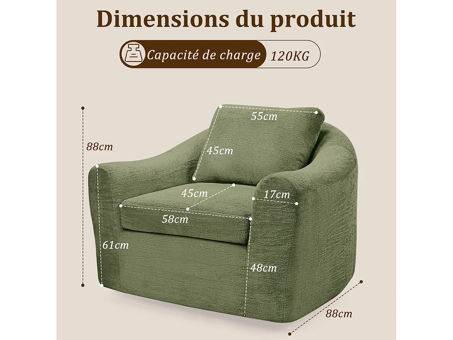 HomeMiYN Cocooning-Drehsessel, komfortabler Lounge-Sessel mit umschließender Sitzfläche, ergonomischer Rückenlehne und 360°-Drehfunktion für das Wohnzimmer