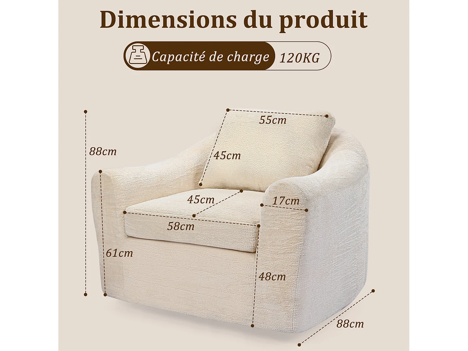 HomeMiYN Cocooning-Drehsessel, komfortabler Lounge-Sessel mit umschließender Sitzfläche, ergonomischer Rückenlehne und 360°-Drehfunktion für das Wohnzimmer