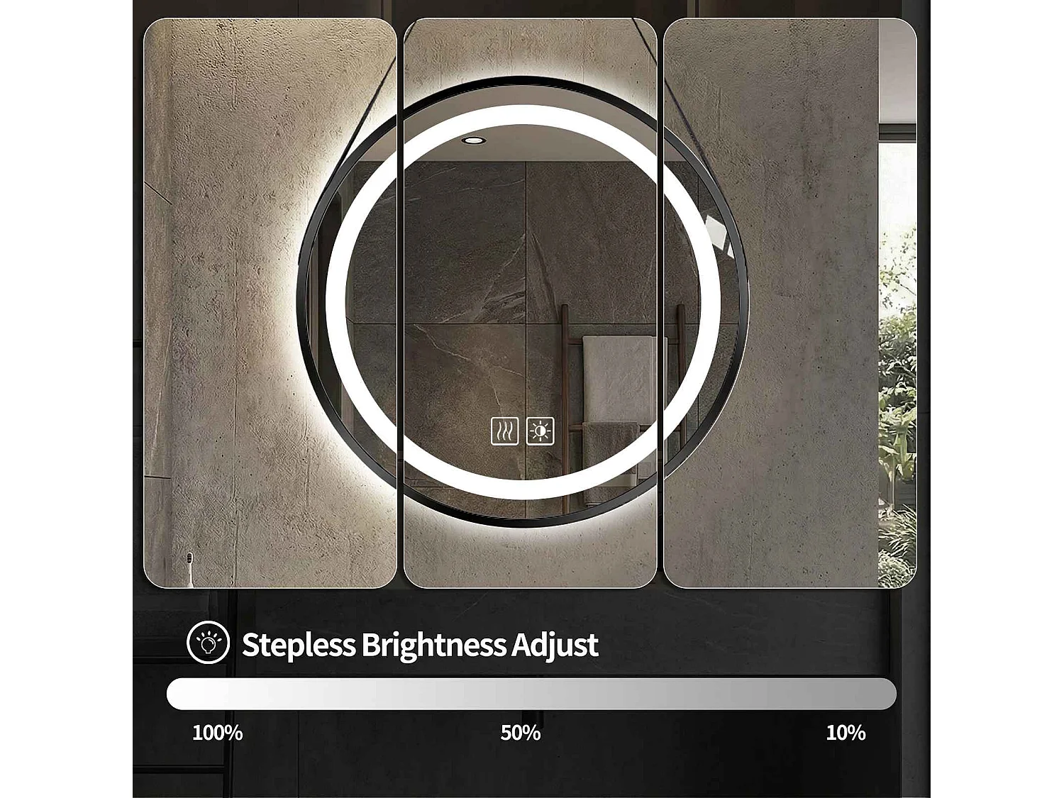 Ronde badkamerspiegel met sfeer-LED-verlichting met een diameter van 60 cm, anticondens en aanrakingsgevoelig