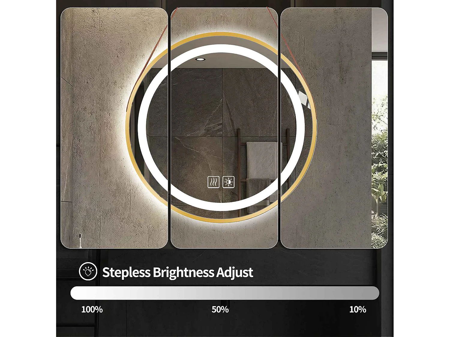 Ronde badkamerspiegel met sfeer-LED-verlichting met een diameter van 60 cm, anticondens en aanrakingsgevoelig