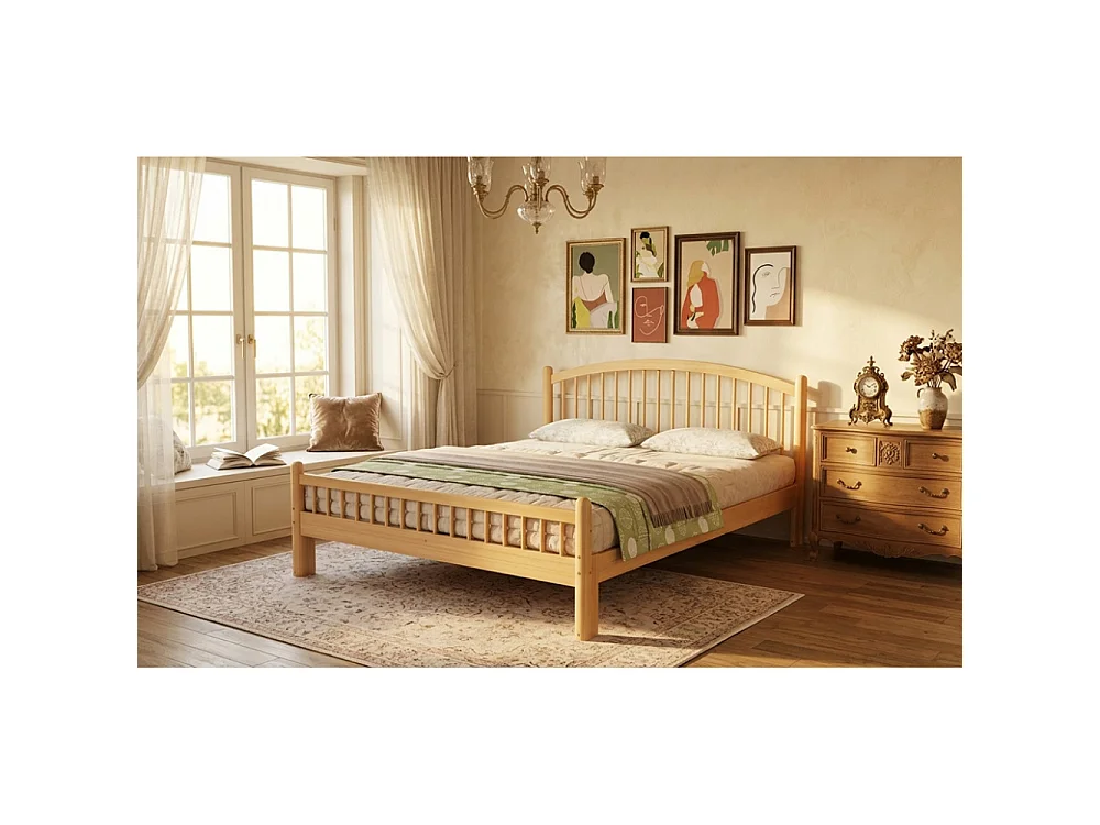 Cama de madera maciza 140×200 cm,con cabecero de rejilla, somier de láminas estable, armazón de madera duradero, cama individual escandinava universal