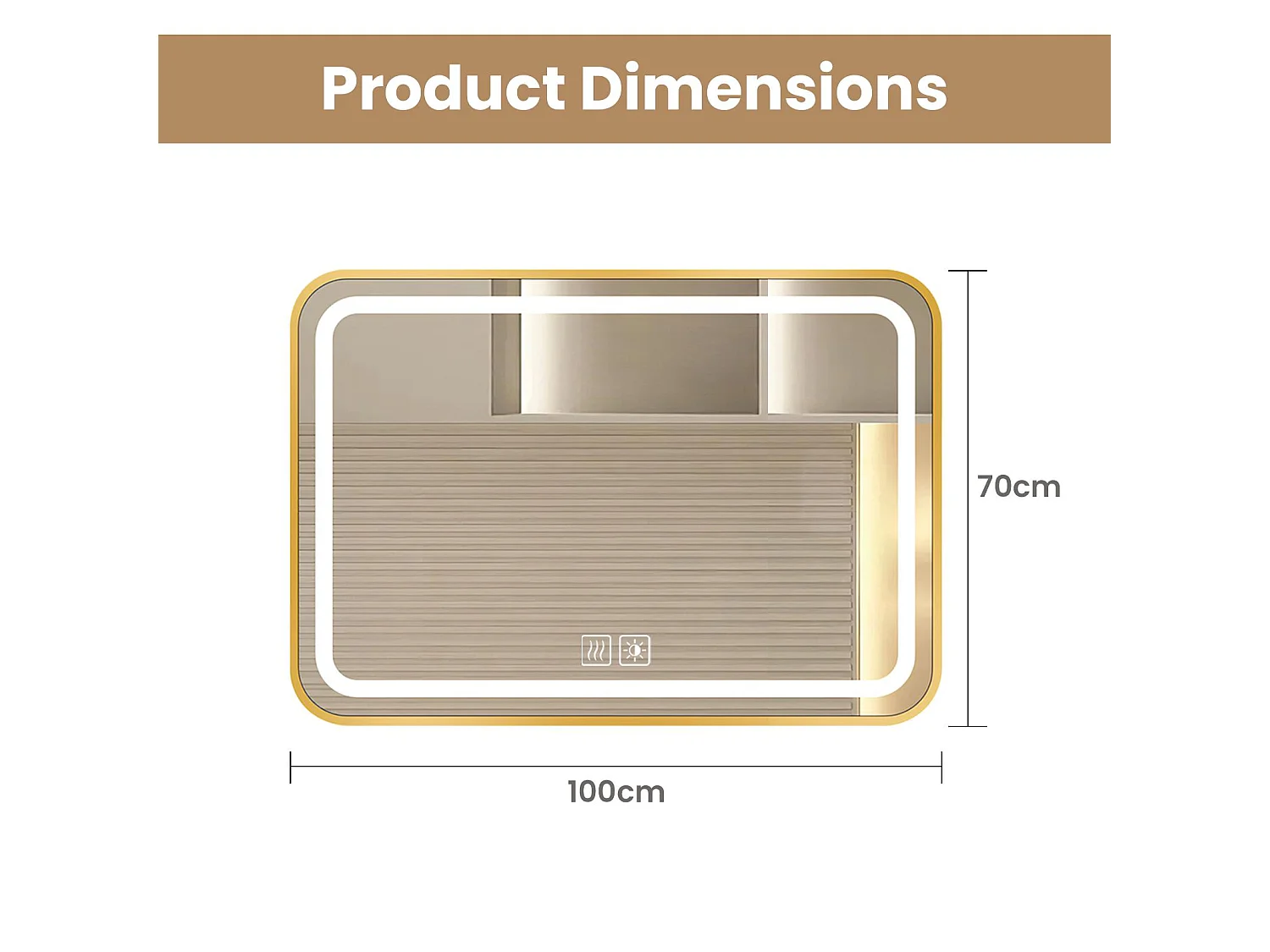 Specchio da bagno con LED, 70 cm x 100 cm, luce regolabile in 3 colori e intensità, antiappannamento, rettangolare, comando touch
