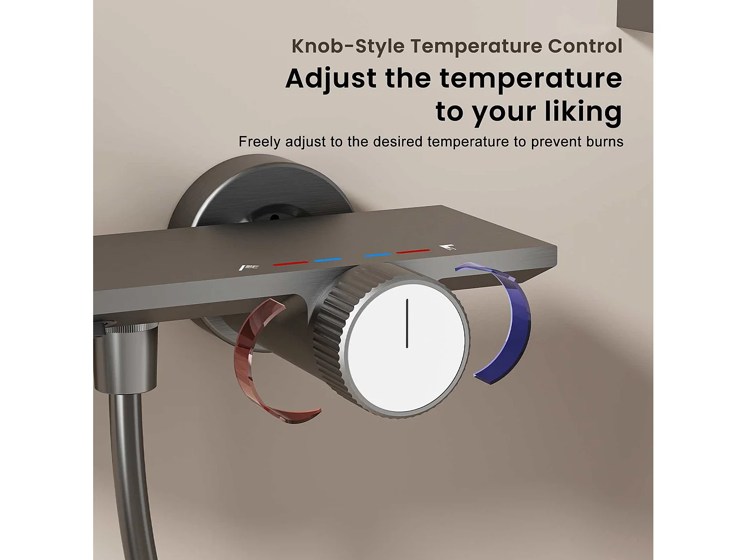 Ensemble douche aluminium avec douchette 145 trous 3 modes, cartouche céramique et flexible PVC gris anthracite