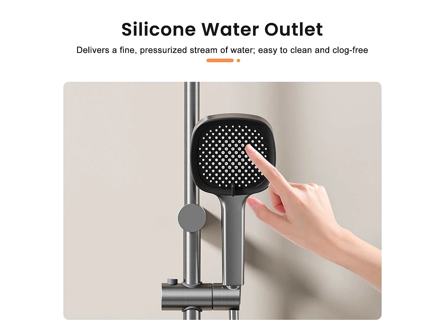 Système de douche en aluminium avec douche pluie, douchette, cascade d’eau, 4 modes, finition anodisée moderne