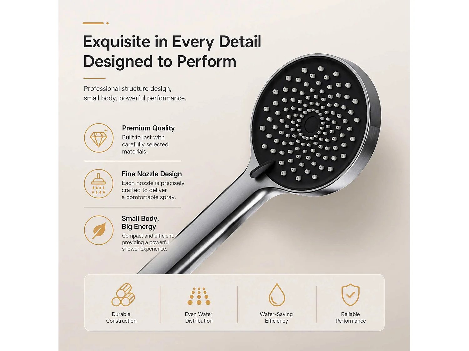 Ensemble de douche 253mm avec pommeau de pluie haute pression,tablette de rangement en aluminium,douchette multifonctionnelle et sortie cascade cachée