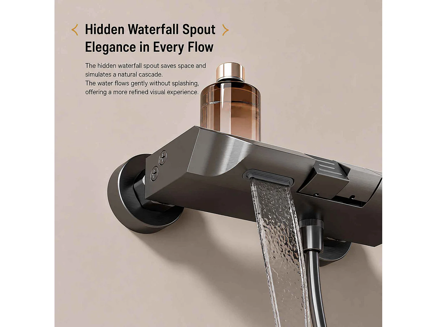 Ensemble douche aluminium avec douchette 260mm, cartouche céramique et tablette 228mm gris anthracite