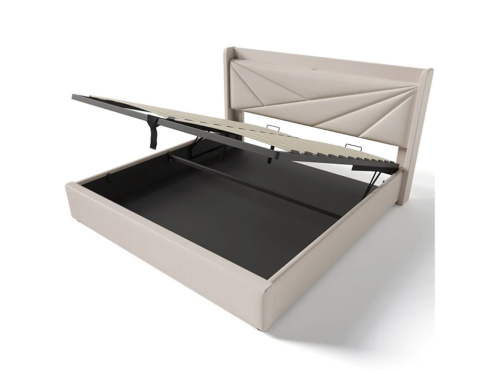 Lit Double 160x200 avec Rangement, USB-C, LED et Matelas 720 Ressorts – Confort Haut de Gamme