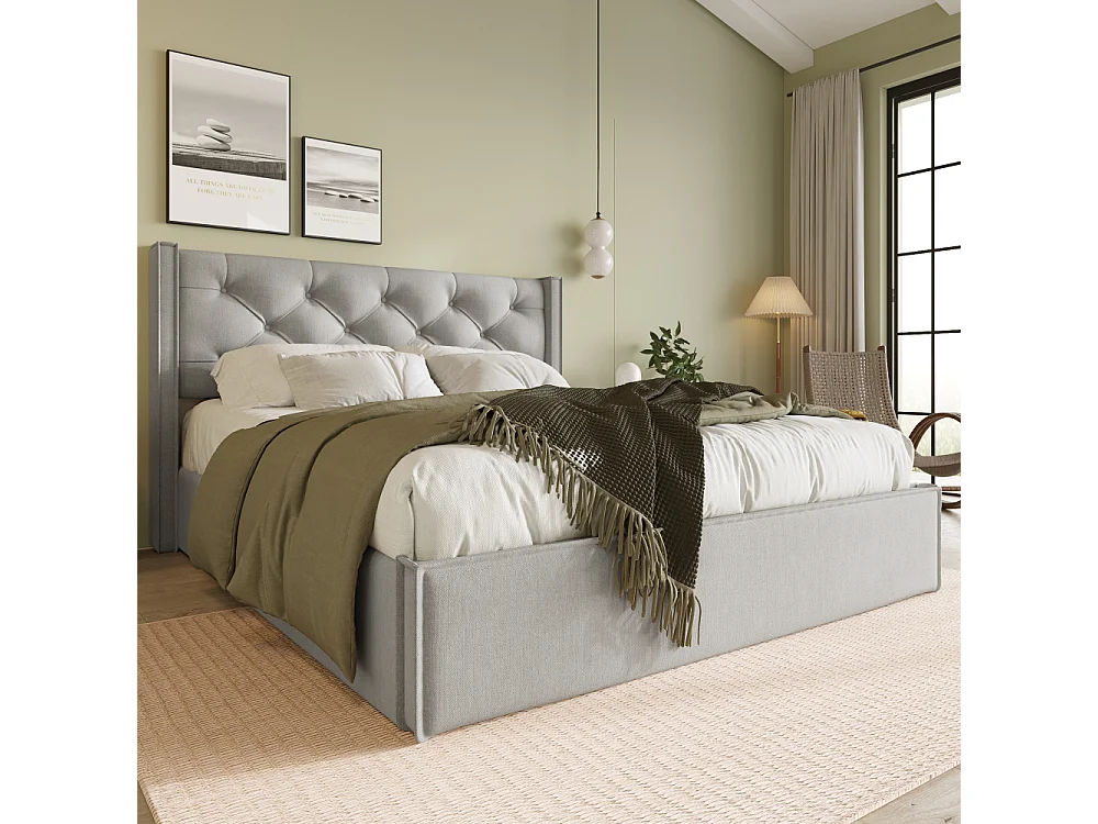 Letto doppio idraulico imbottito 140×200 contenitore struttura metallica cotone materasso 620 molle comfort letto funzionale