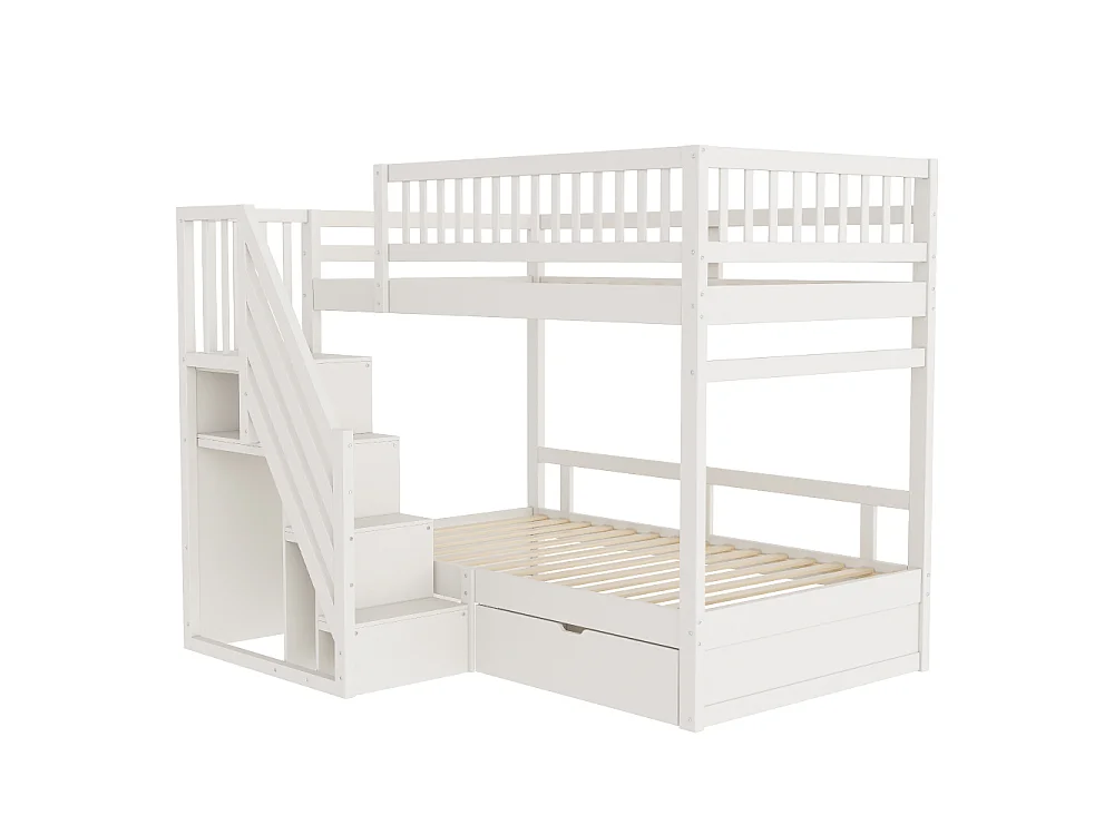 Massief houten stapelbed 90×200 – ruimtebesparend kinder- en tienerbed met geïntegreerde opbergruimte en versterkte veiligheid