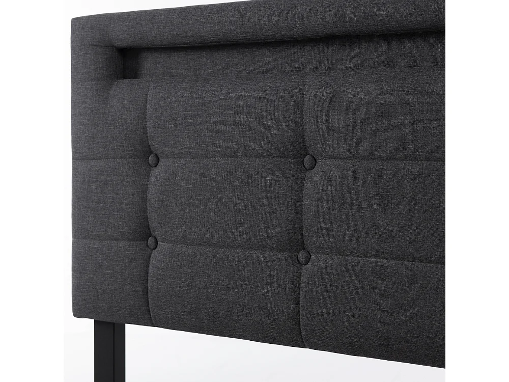 Letto matrimoniale 140×200 con LED, materasso incluso, 4 cassetti portaoggetti e testiera regolabile design