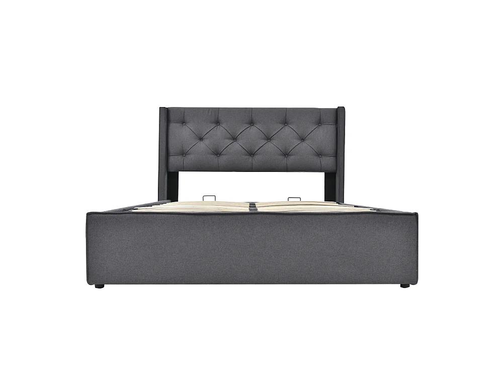 Cama doble hidráulica tapizada 140×200 almacenaje armazón metálico algodón colchón 620 muelles confort cama funcional