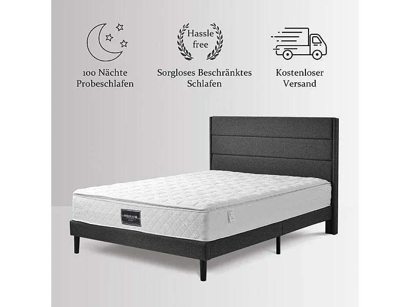 Cama Doble 140x200 con USB-C, Cabecero Regulable y Cofre de Almacenamiento – Confort Inteligente de Alta Gama