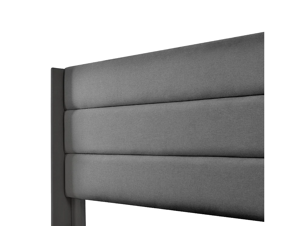 Letto contenitore idraulico imbottito in lino, struttura metallica, doghe in legno, cassone robusto, design moderno