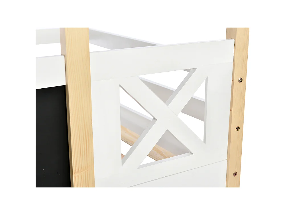 Kinderstapelbed 90x200 cm boomhutbed met veilige opbergtrap EN747 wit hout