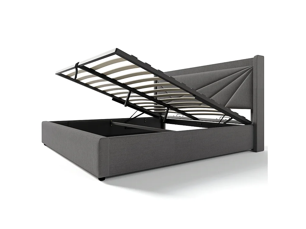Lit Double 140x200 avec Rangement, USB-C, LED et Matelas à Ressorts – Confort Moderne Intelligent