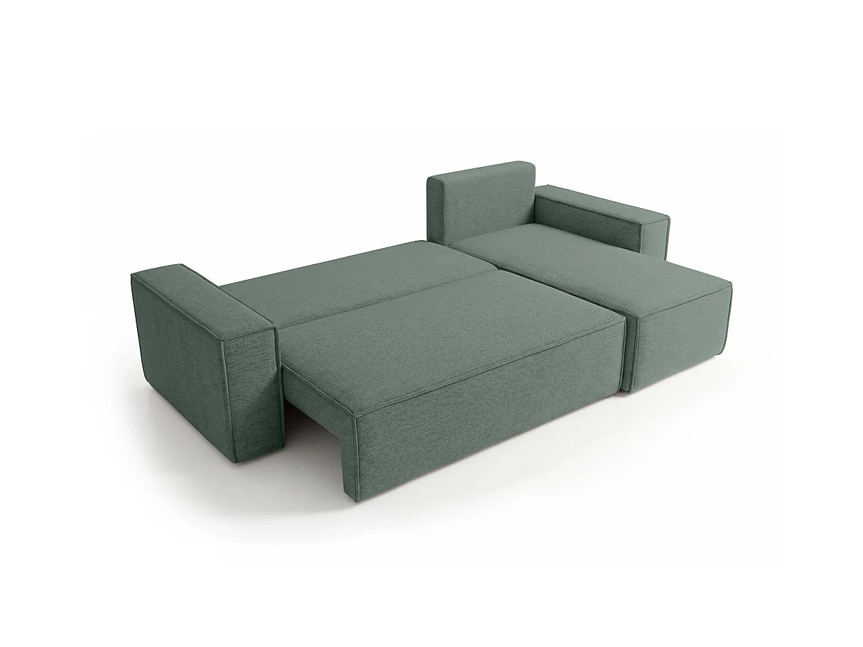 Canapé d'angle FARAH convertible réversible avec rangement en tissu - Vert