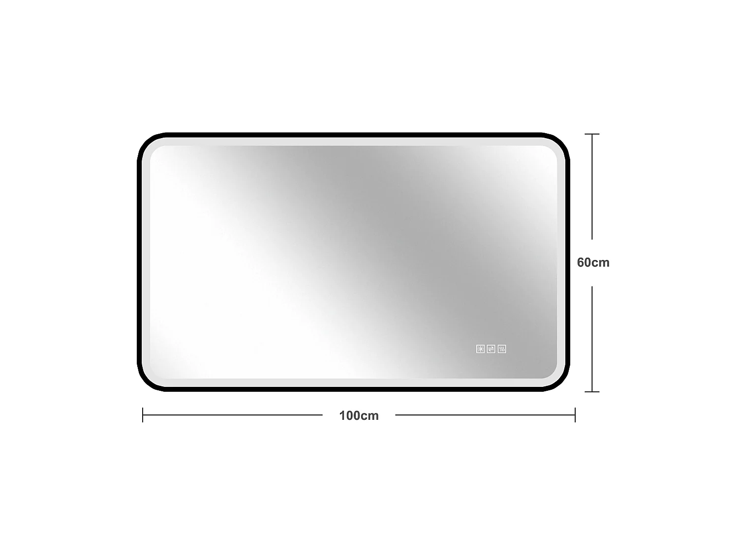 Miroir LED salle de bain 60x100 cm, cadre aluminium noir, éclairage avant et arrière, anti-buée, 3 couleurs, variateur, mémoire