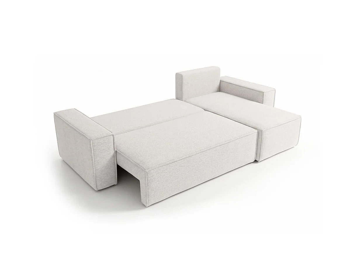 Canapé d'angle FARAH convertible réversible avec rangement en tissu - Blanc