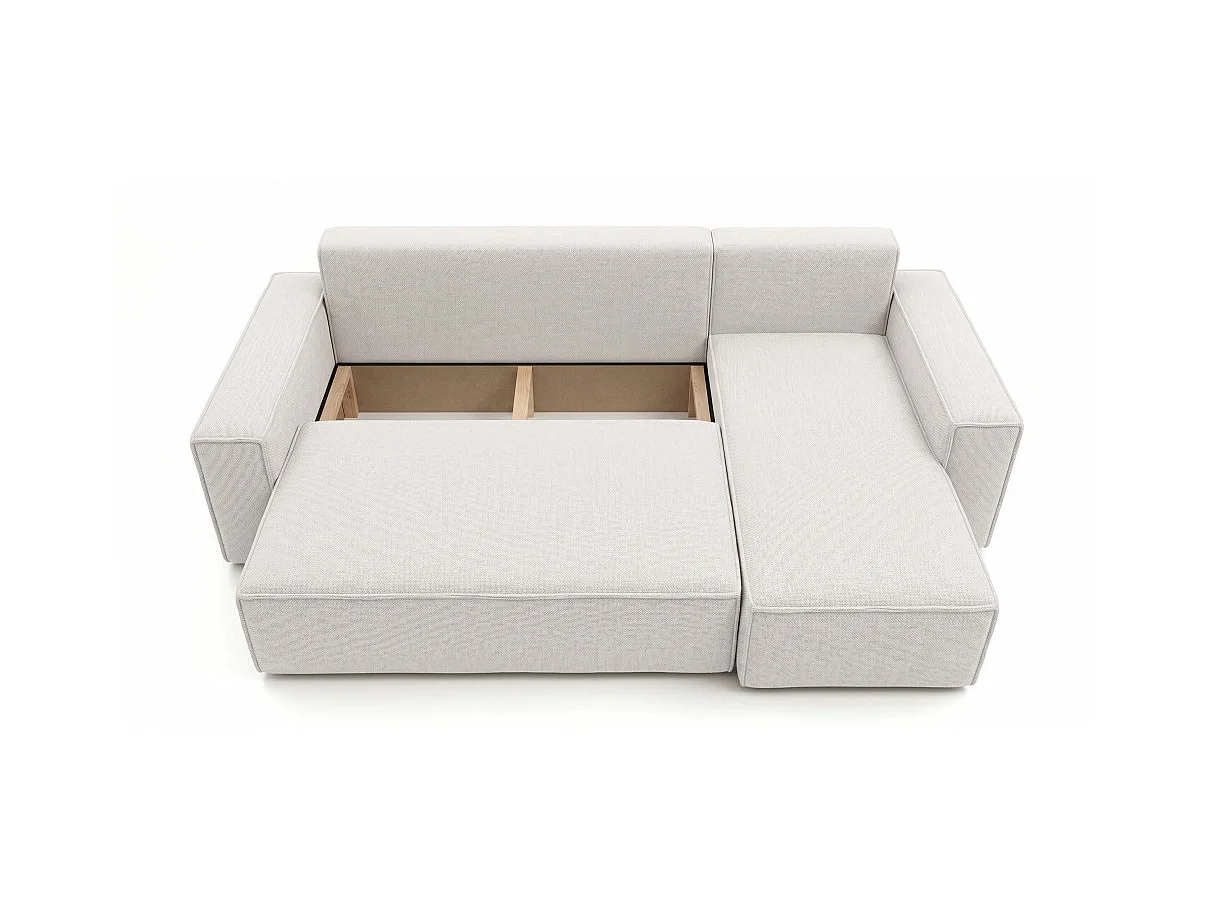 Canapé d'angle FARAH convertible réversible avec rangement en tissu - Blanc
