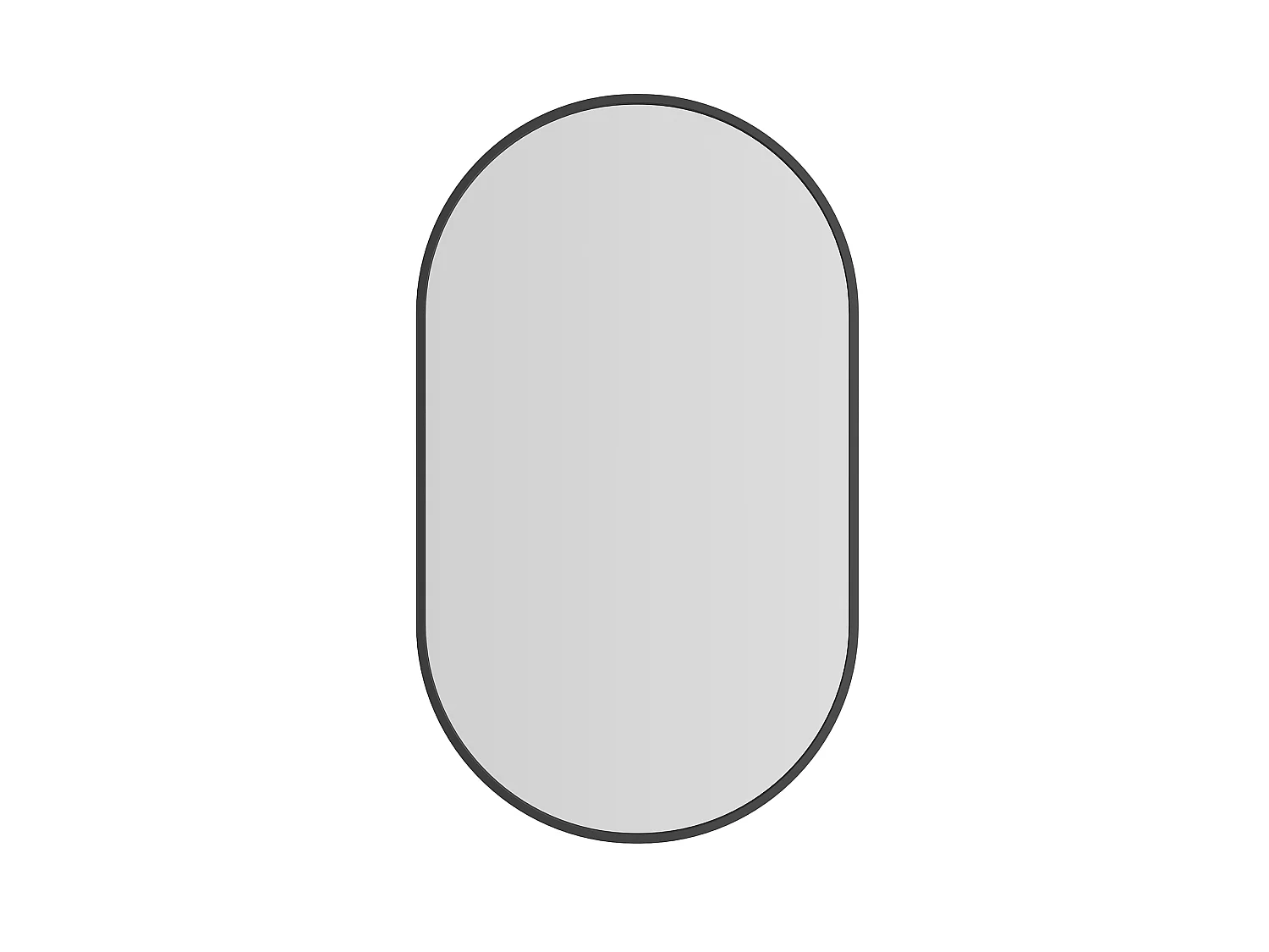 Miroir mural arqué 75x50 cm avec cadre aluminium noir, miroir design moderne en verre trempé pour salle de bain chambre entrée
