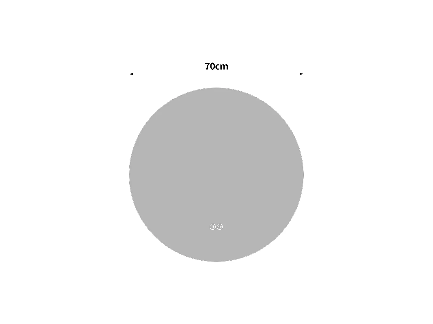 Miroir LED rond 70 cm salle de bain, rétroéclairage, anti-buée, 3 couleurs, variateur sans paliers, mémoire, toucher – miroir argenté 5 mm