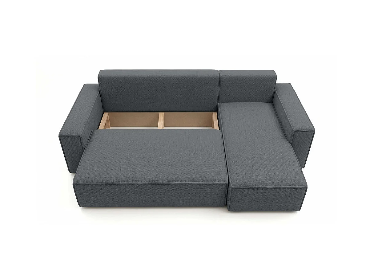Canapé d'angle FARAH convertible réversible avec rangement en tissu - Gris anthracite