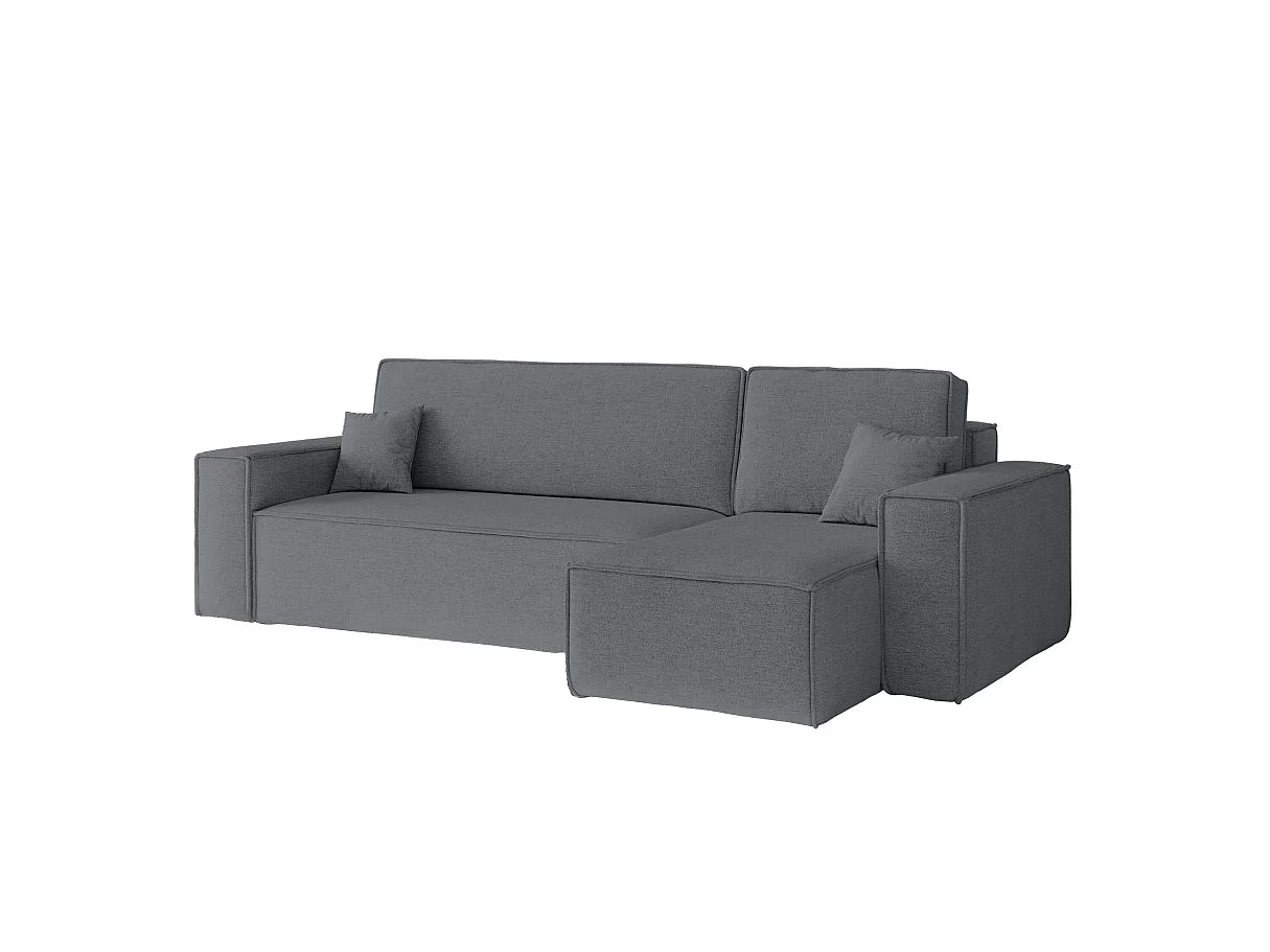 Canapé d'angle FARAH convertible réversible avec rangement en tissu - Gris anthracite