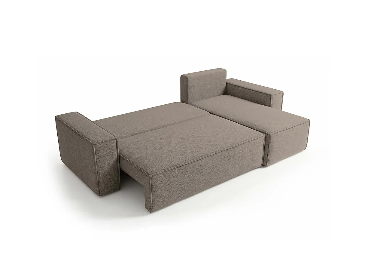 Canapé d'angle FARAH convertible réversible avec rangement en tissu - Taupe