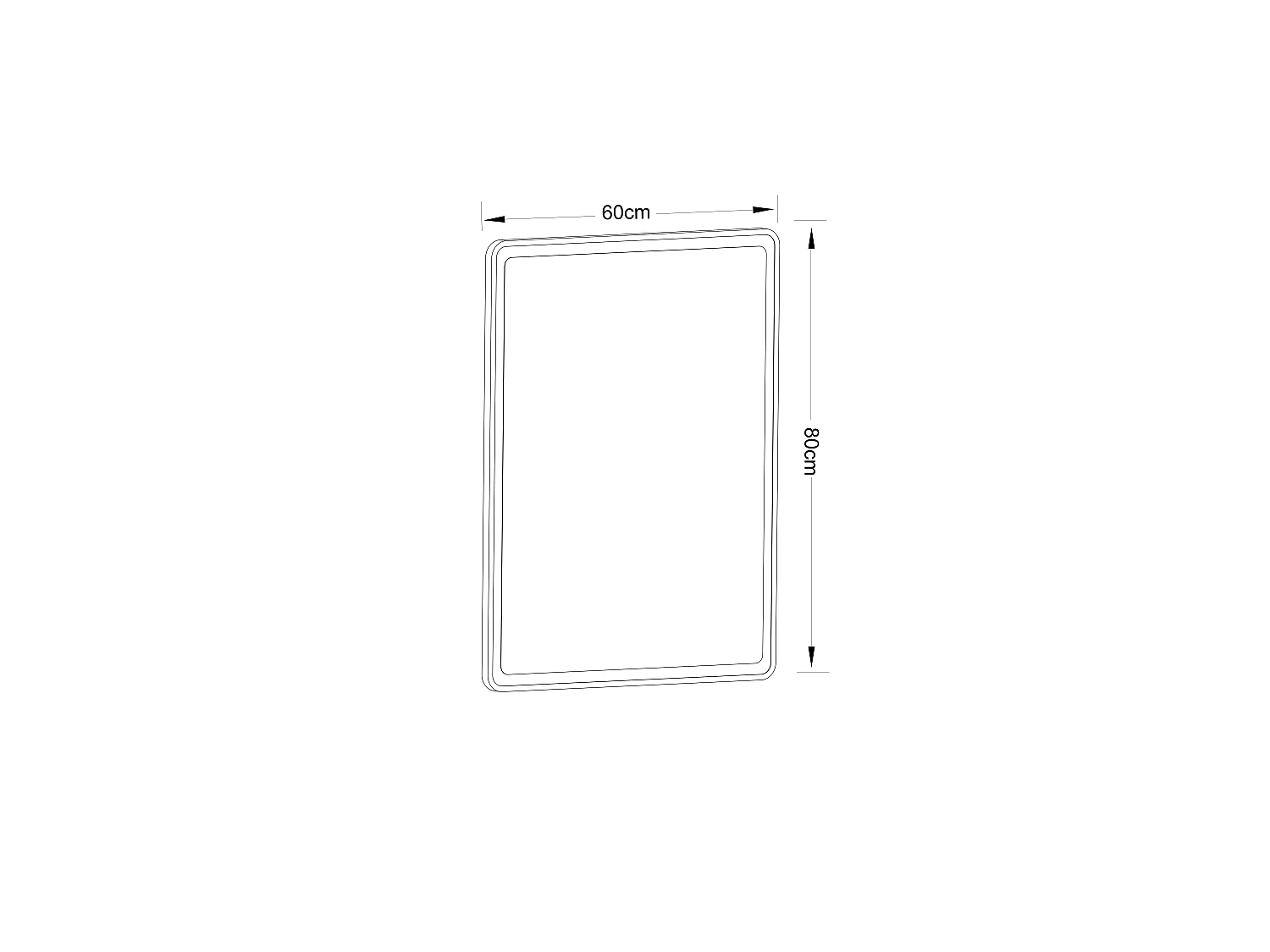 Miroir LED carré salle de bain 60x80 cm sans cadre, toucher, 3 températures, variateur, anti-buée, pose horizontale ou verticale