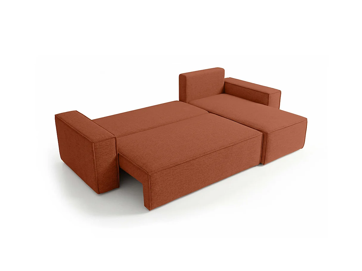 Canapé d'angle FARAH convertible réversible avec rangement en tissu - Terracotta