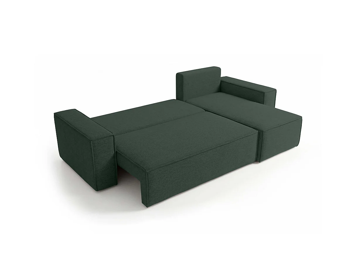 Canapé d'angle FARAH convertible réversible avec rangement en tissu - Vert foncé