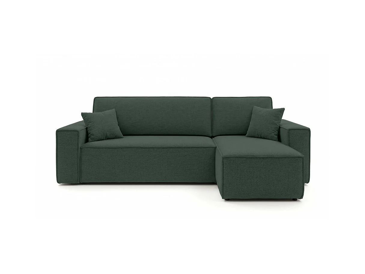 Canapé d'angle FARAH convertible réversible avec rangement en tissu - Vert foncé