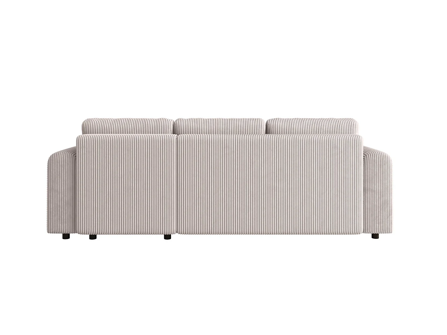 Ecksofa mit Schlaffunktion, Cord, wahlweise links oder rechts – ELLY L Hell Graubeige