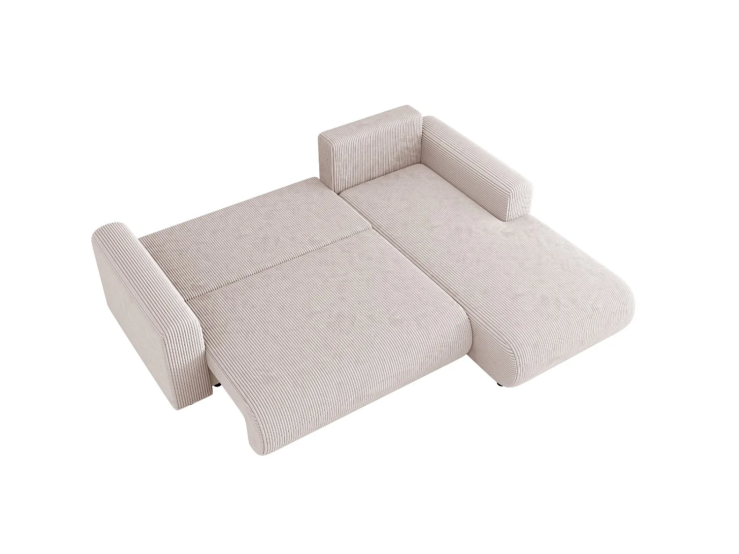Ecksofa mit Schlaffunktion, Cord, wahlweise links oder rechts – ELLY L Hell Graubeige