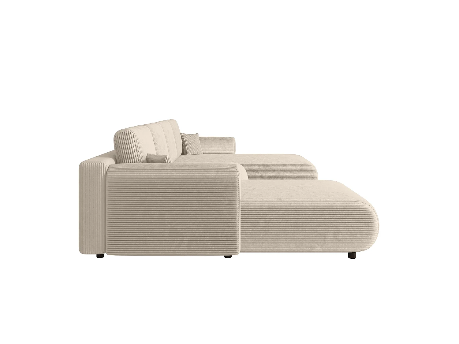 Canapé en U convertible avec coffre, velours côtelé, réversible – ELLY U Crème