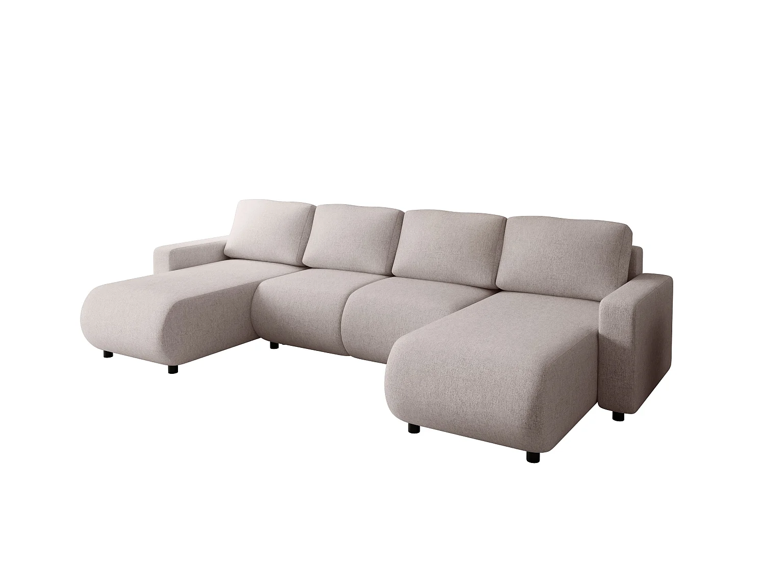 Wohnlandschaft U-Form mit Schlaffunktion – LUMI U Beige