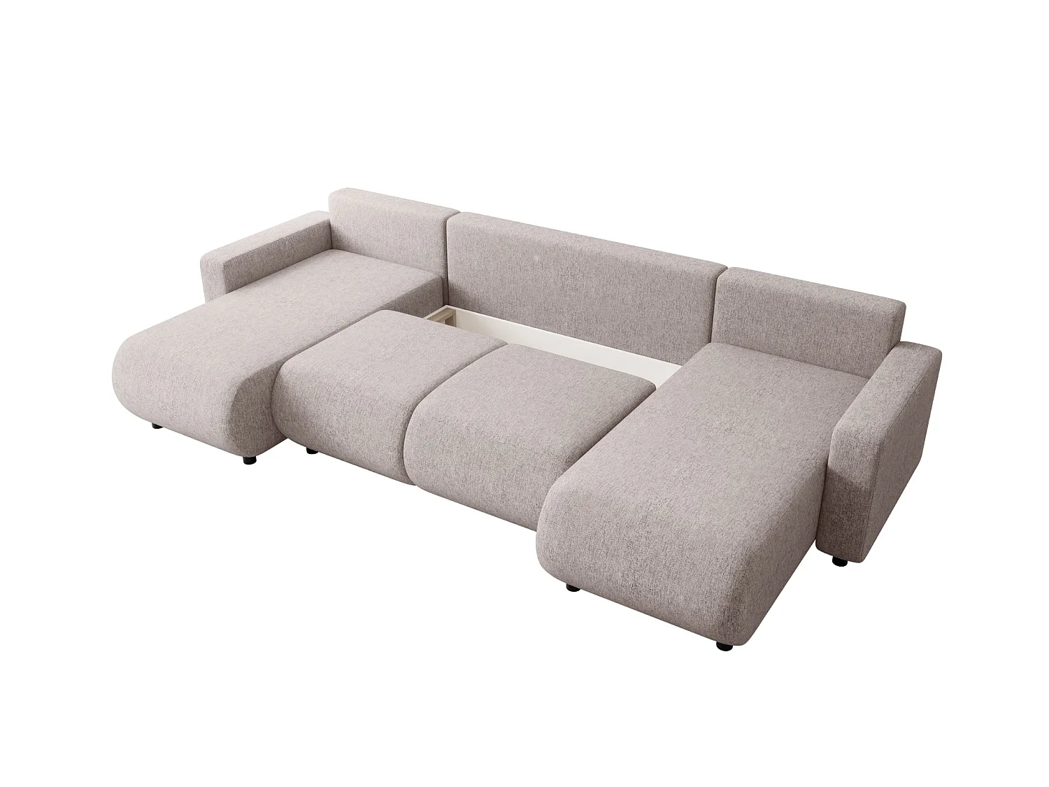 Wohnlandschaft U-Form mit Schlaffunktion – LUMI U Beige