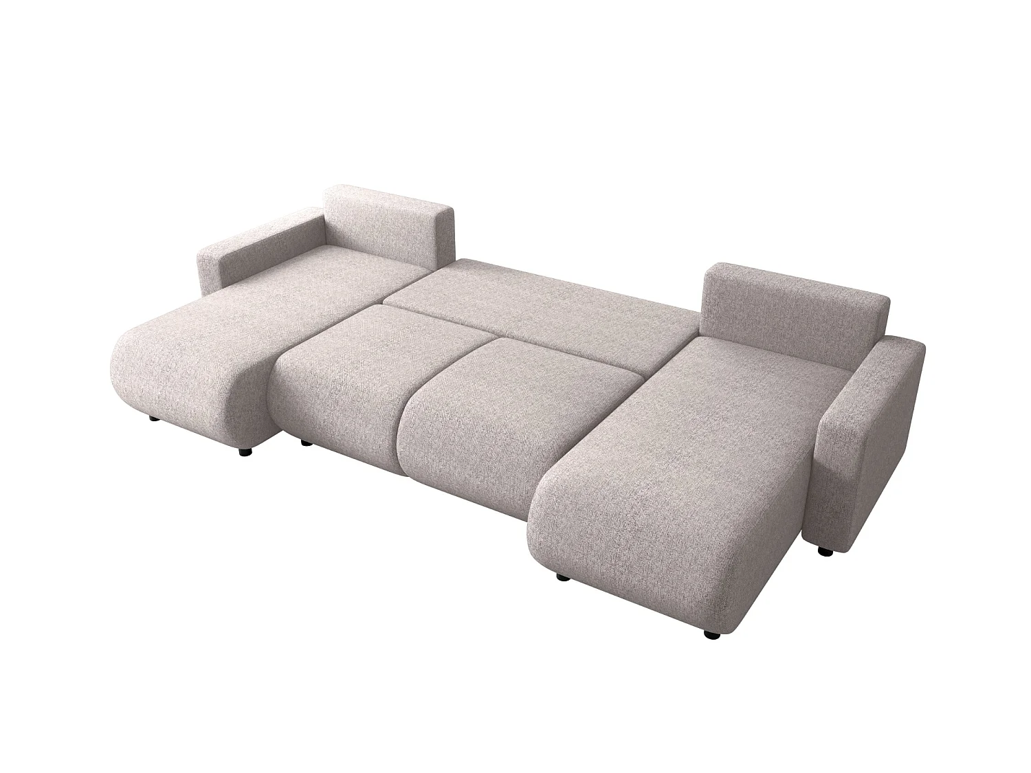 Wohnlandschaft U-Form mit Schlaffunktion – LUMI U Beige