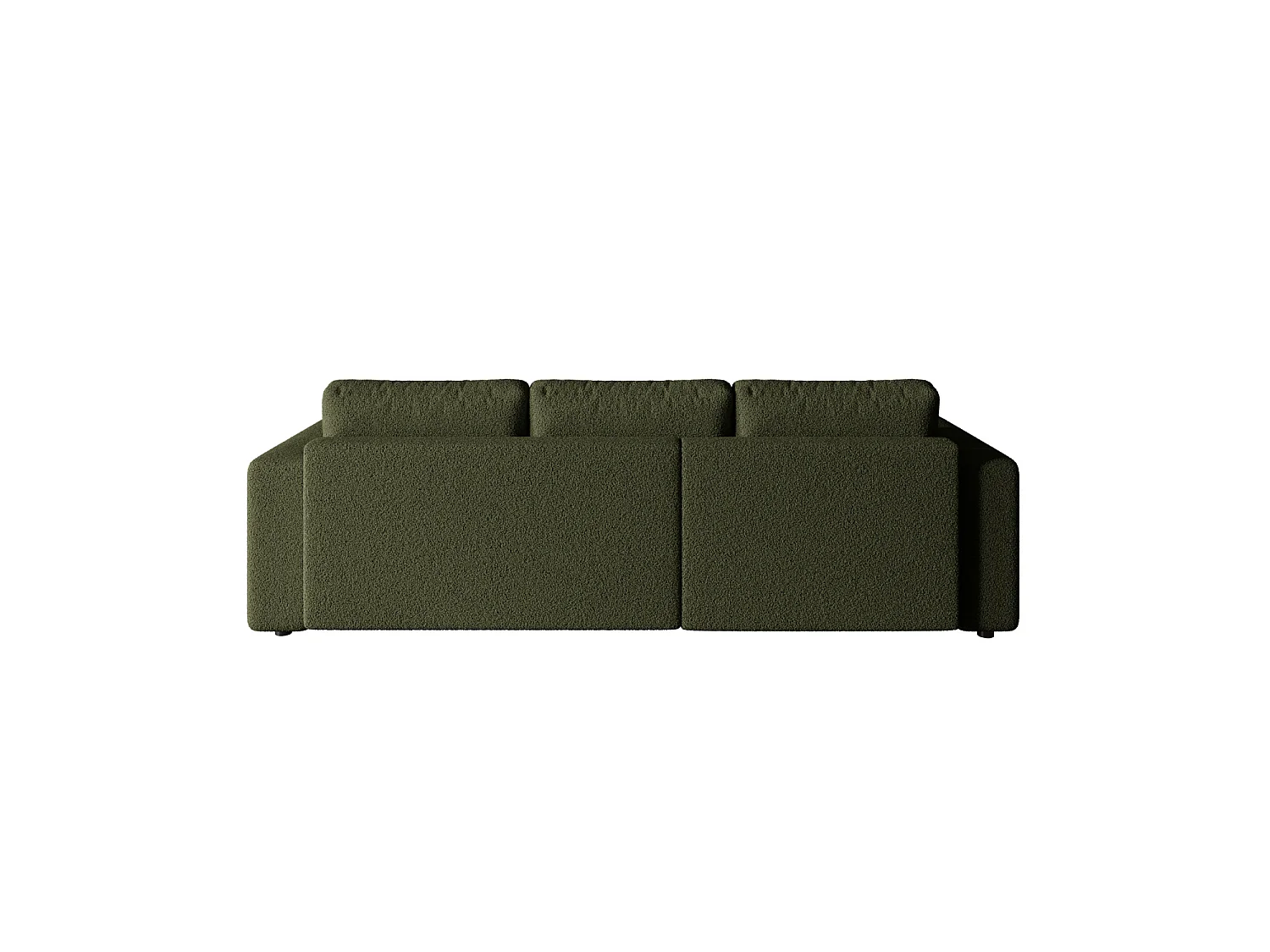 Canapé d'angle convertible avec coffre, bouclé, réversible – ARA L Vert olive