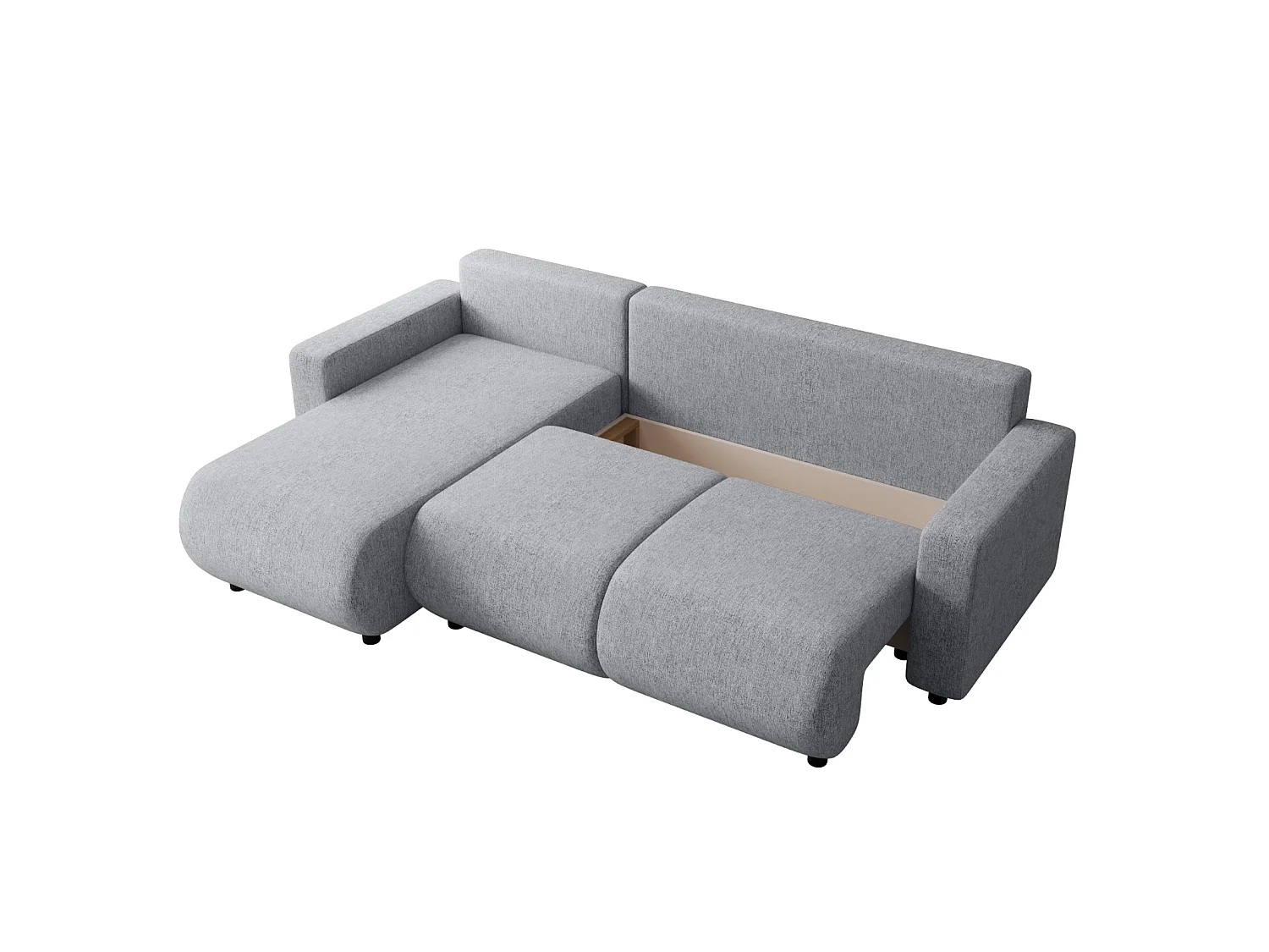 Canapé d'angle convertible avec coffre, réversible – LUMI L Gris clair