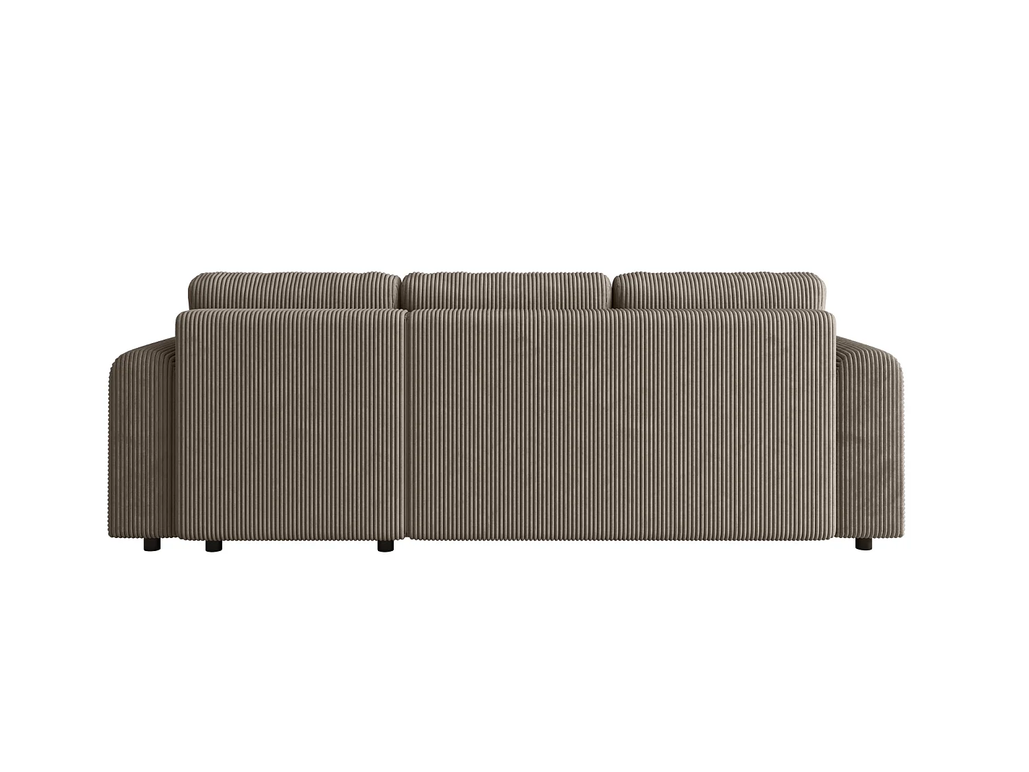 Ecksofa mit Schlaffunktion, Cord, wahlweise links oder rechts – ELLY L Kalt Graubeige