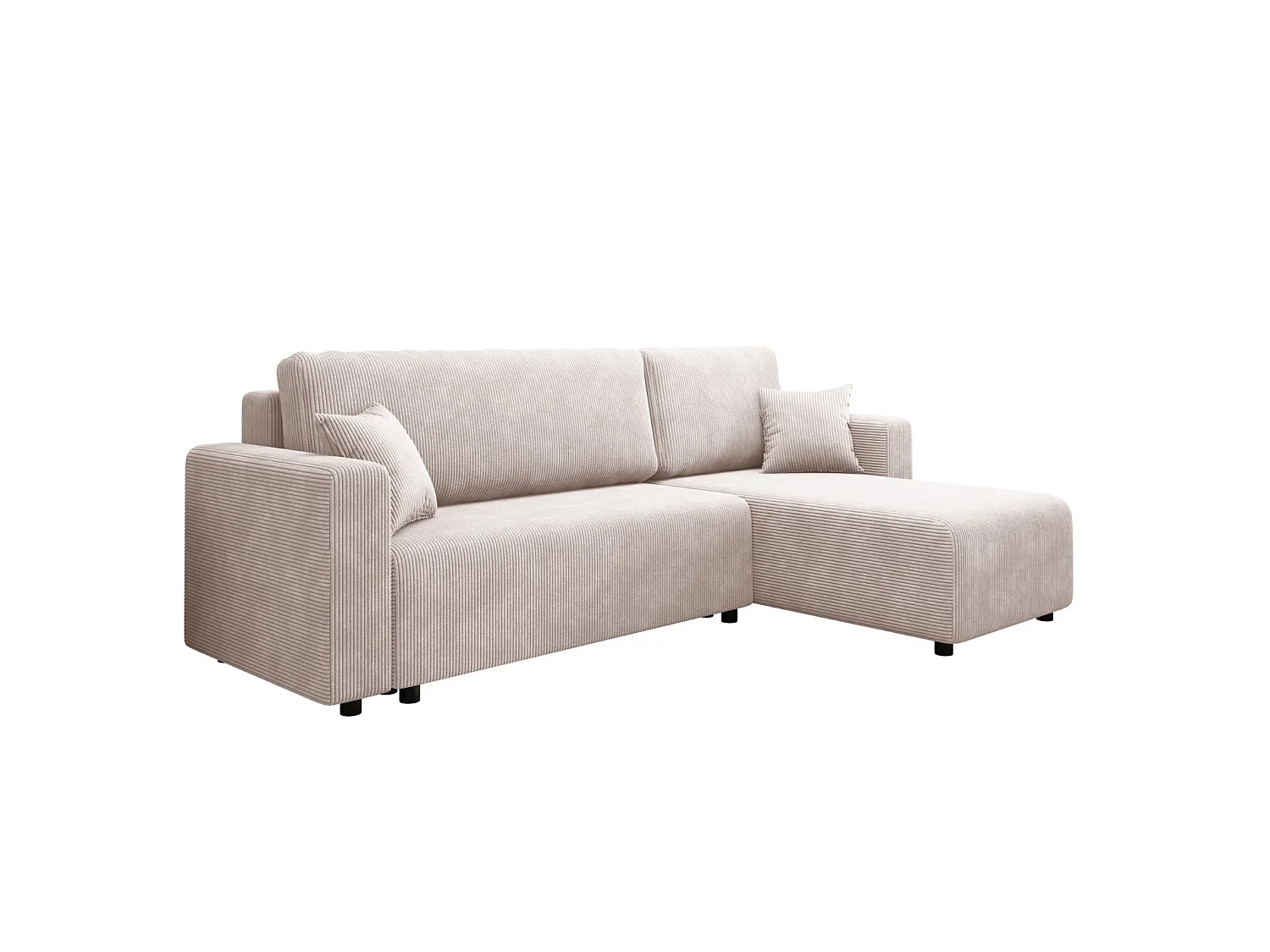Ecksofa mit Schlaffunktion, Cord, wahlweise links oder rechts – AKO L Hell Graubeige