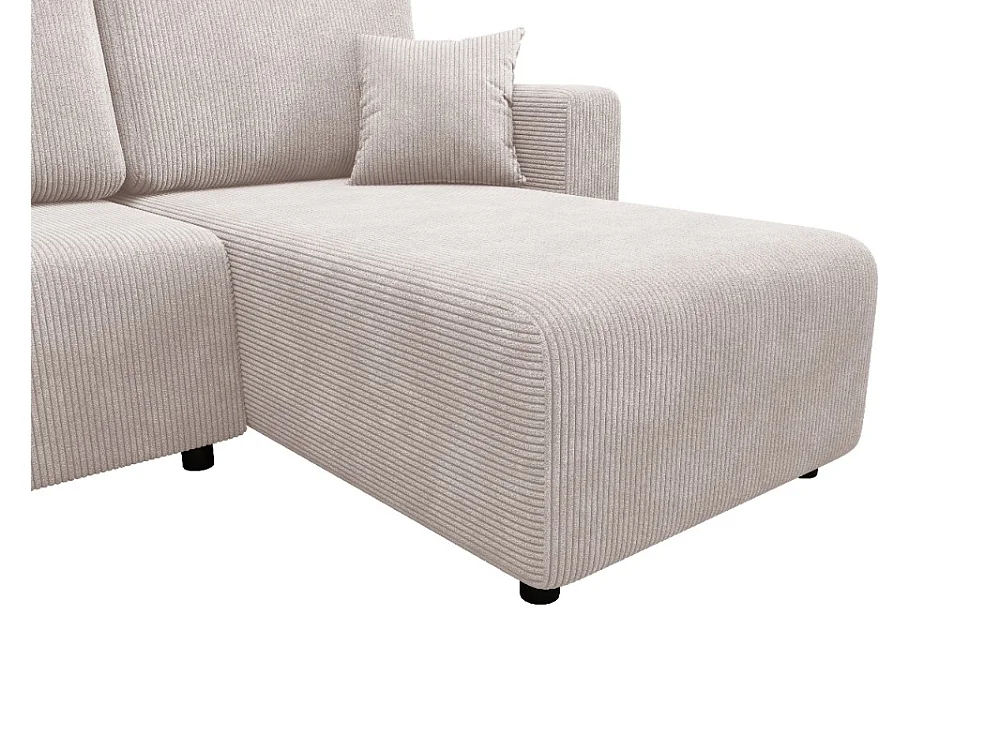 Ecksofa mit Schlaffunktion, Cord, wahlweise links oder rechts – AKO L Hell Graubeige